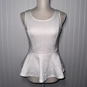 White Peplum Detailed Top